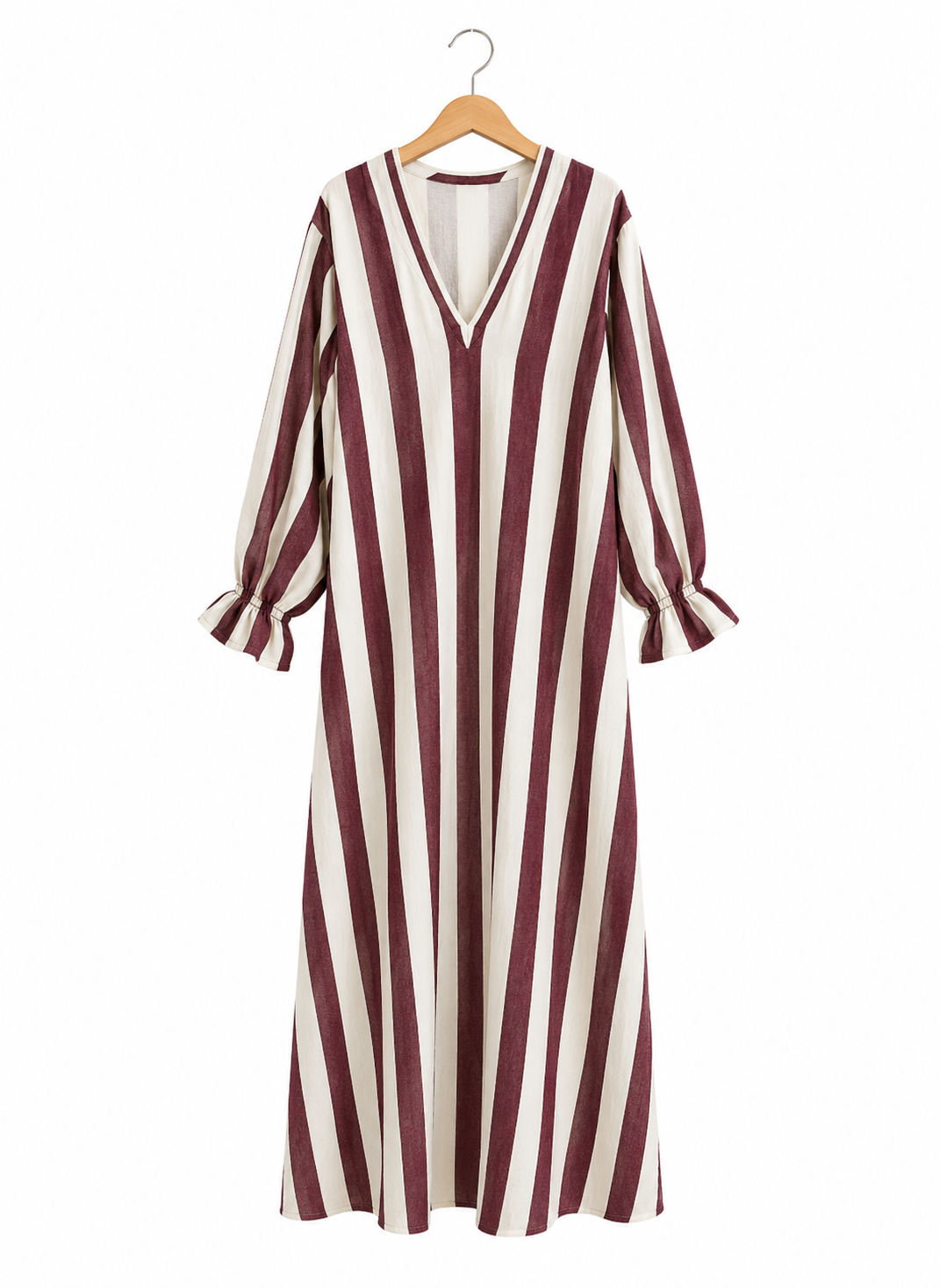 BURGUNDY LINEN DRESS